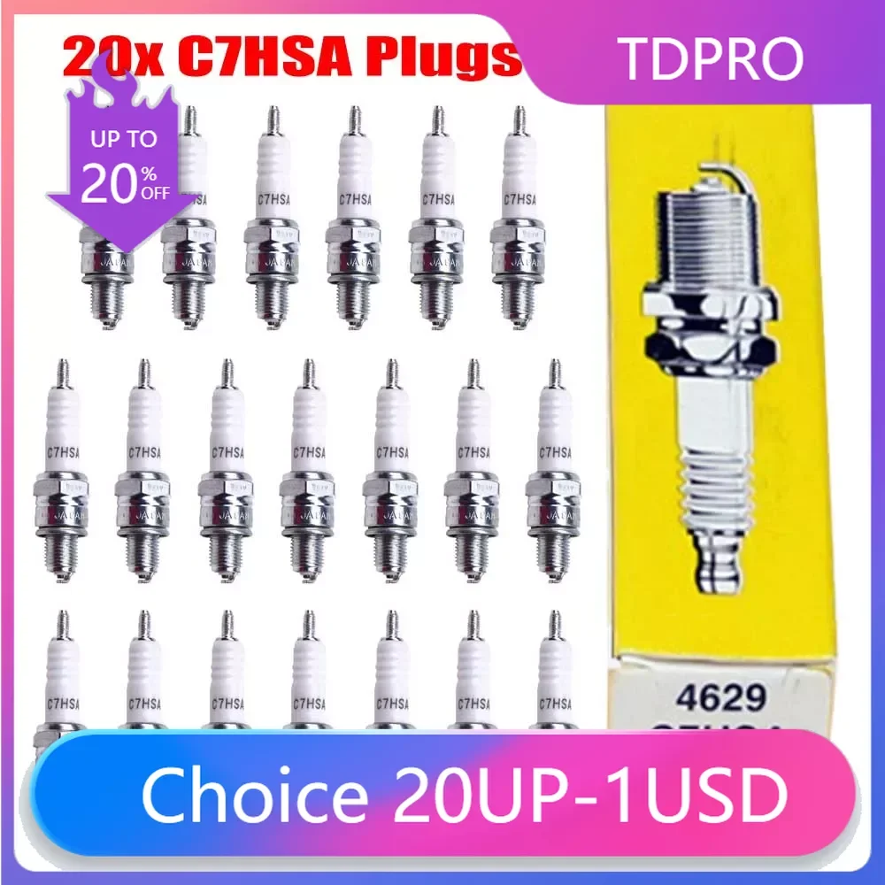 20x Motorcycle C7HSA Racing Spark Plug 4629 Plugs For Scooter Lawn Mower GO Kart 50cc-150cc Dirt Bike