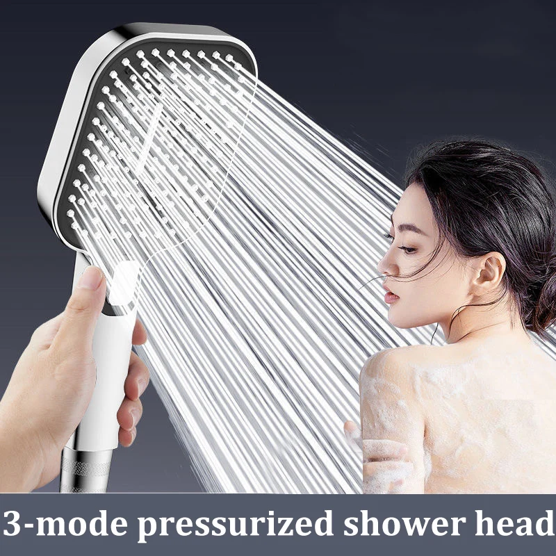 

3-mode square pressurized shower head large panel household bathroom accessories large water outlet shower set