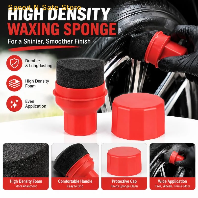Handheld Car Waxing Sponge Ergonomic Comfortable Handle High Density Elastic Pad for Auto Polishing Waxing