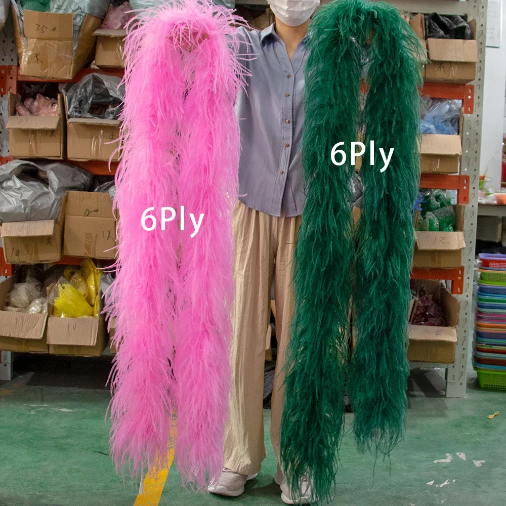 

2Meter Ostrich Feathers Boa 3/6/10/20/30Ply Colorful Fluffy Plumes Shawl Scarf Carnival Party Clothing Sewing Feather Decoration