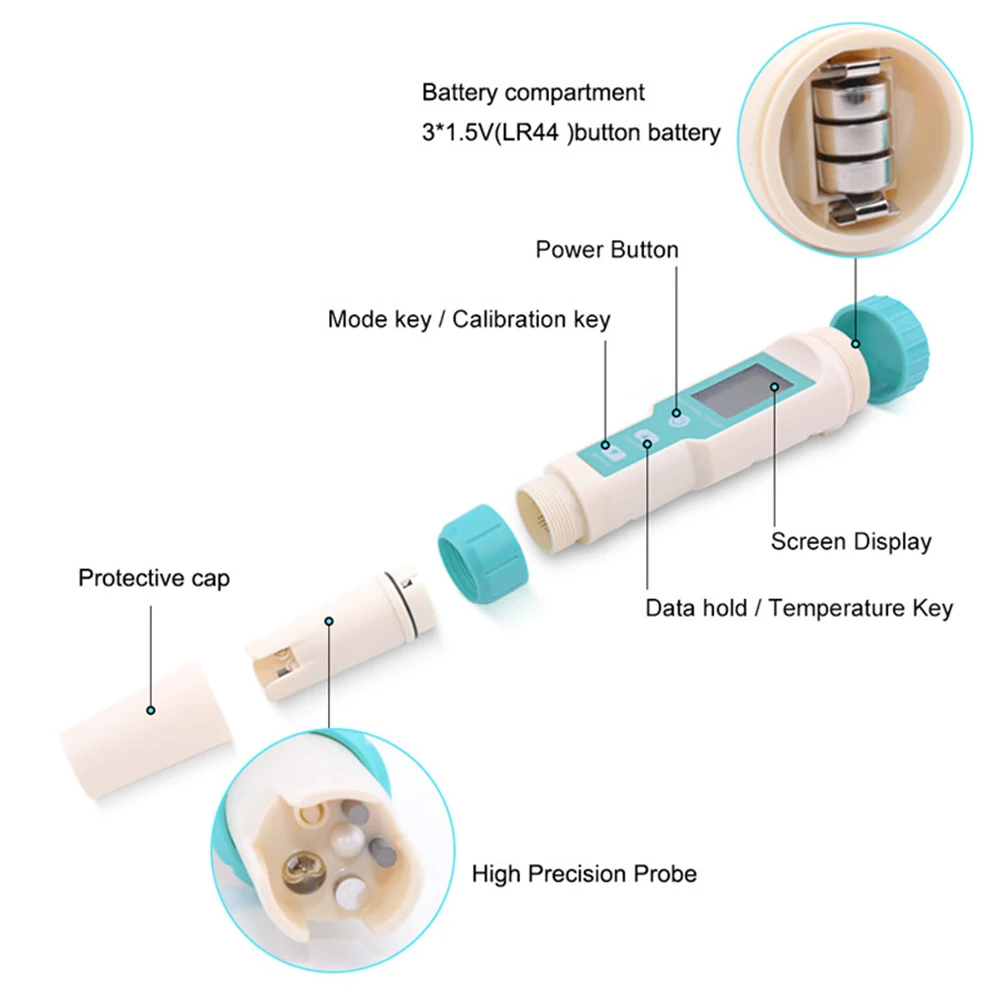 7-in-1 Salinity/PH/TDS/EC/ORP/SG Temperature Test Pen C-600 Portable Test Pen