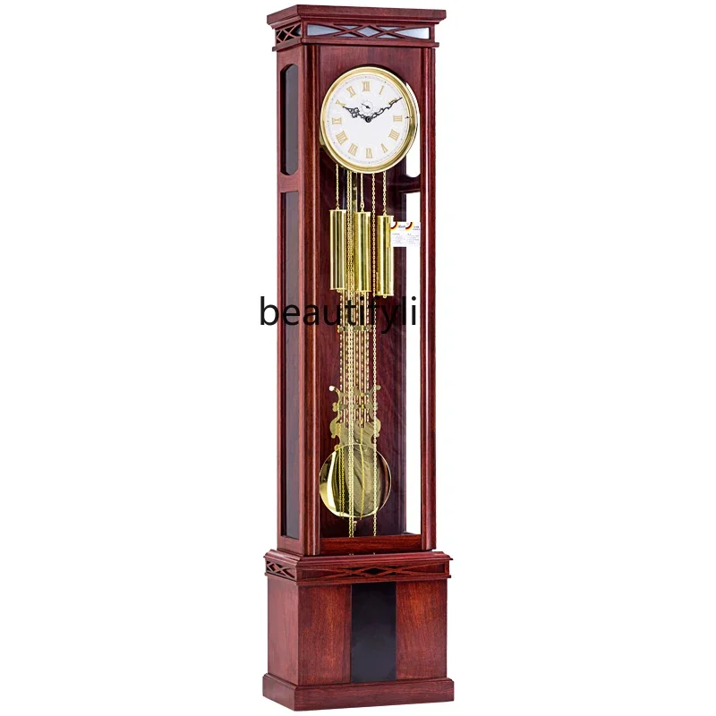 

New Chinese floor clock Living room simple solid wood movement Mechanical floor clock