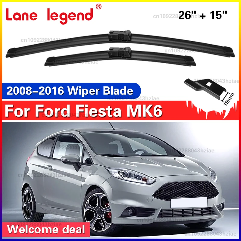 Für Ford Fiesta MK6 2008-2016 Auto Front Wischer Klingen Weiche Gummi Scheibenwischer Auto Windschutzscheibe 26 "15" 2013 2014 2015