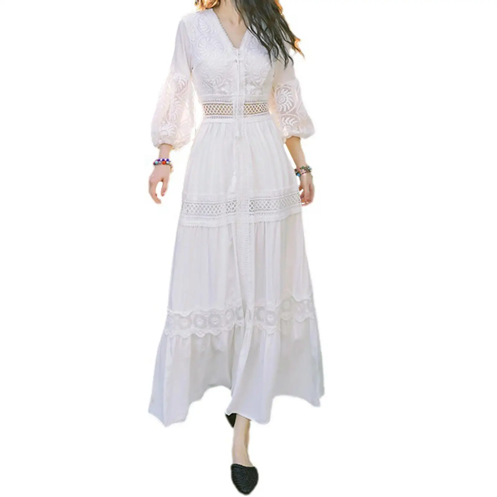 

Women Summer Dress Long Sleeve Loose Long Dress for Ladies Beach Traveling