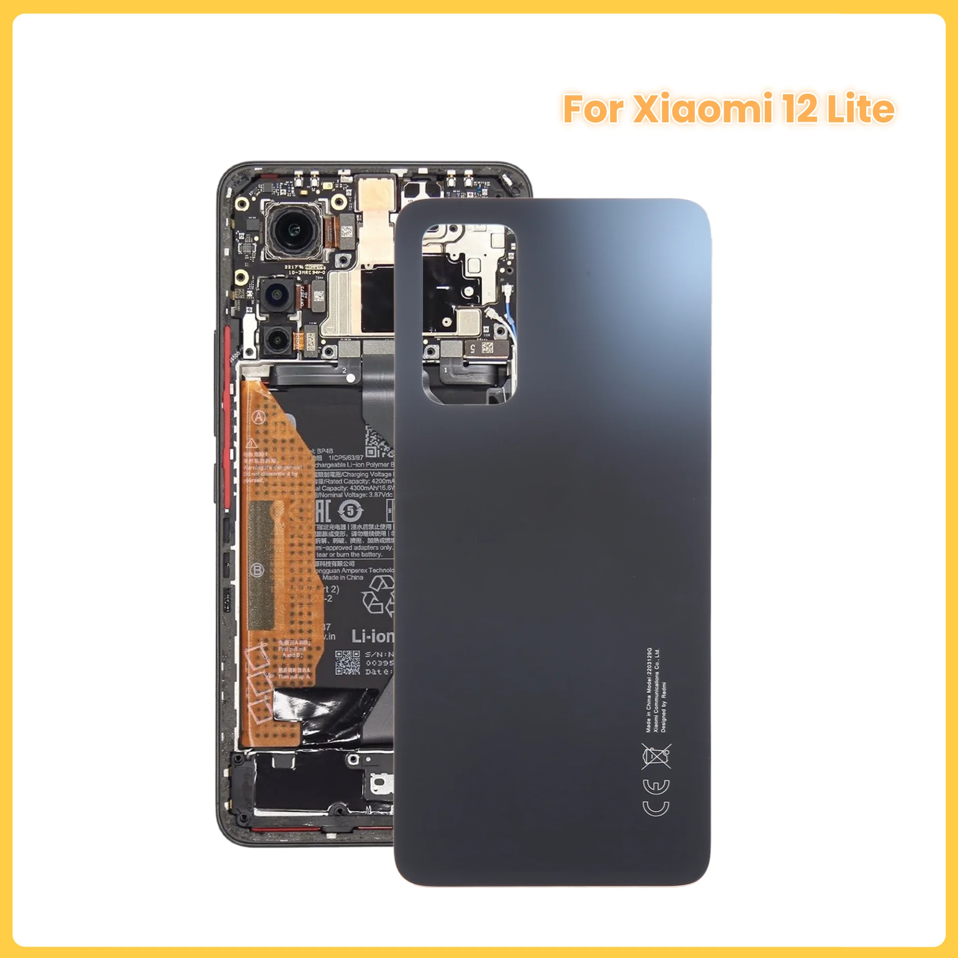 Glass Battery Back Cover for Xiaomi 12 Lite Phone Rear Case Repair Spare Part