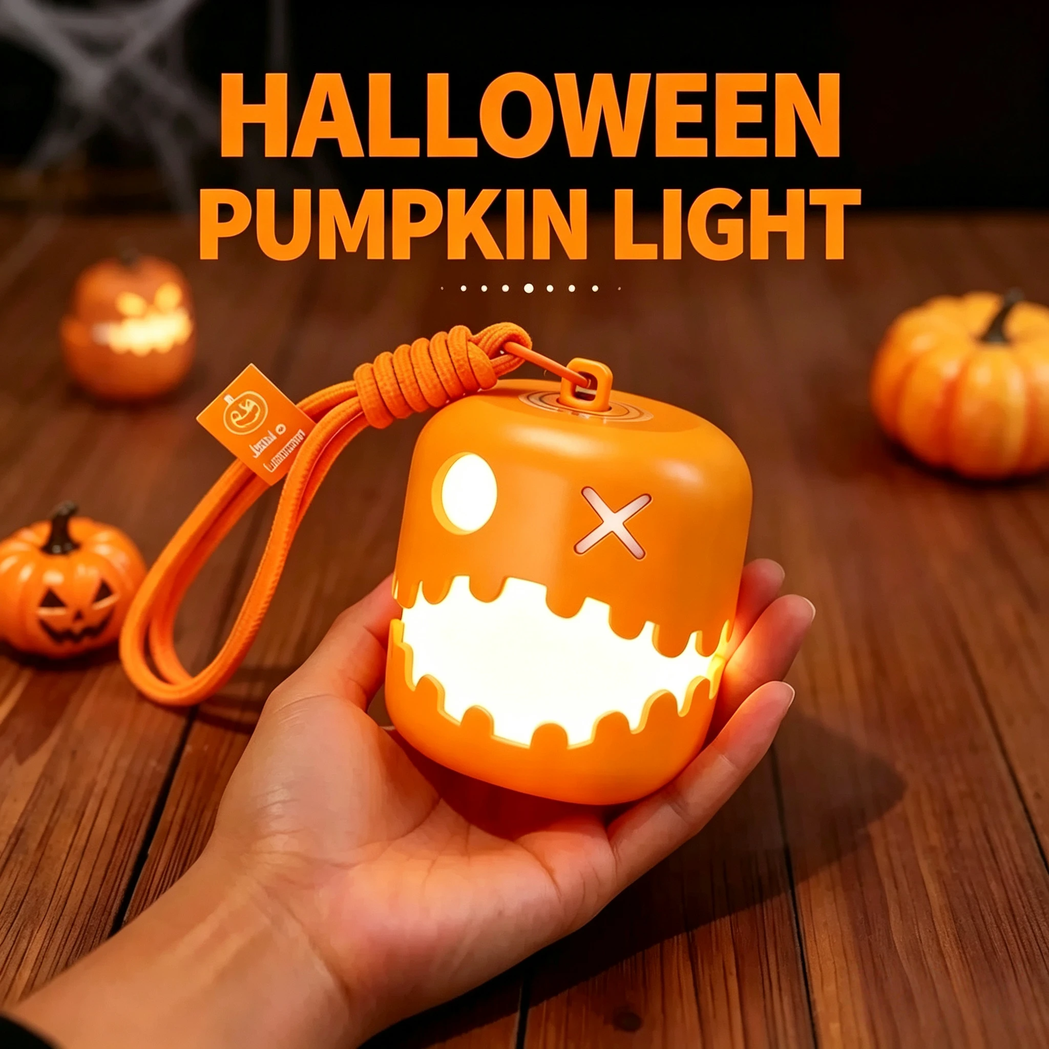 Halloween Pumpkin Lantern, Pull String Switch Colorful Rechargeable Night Light Funny Home Party Decor Lamp, Cute Gift for Kids