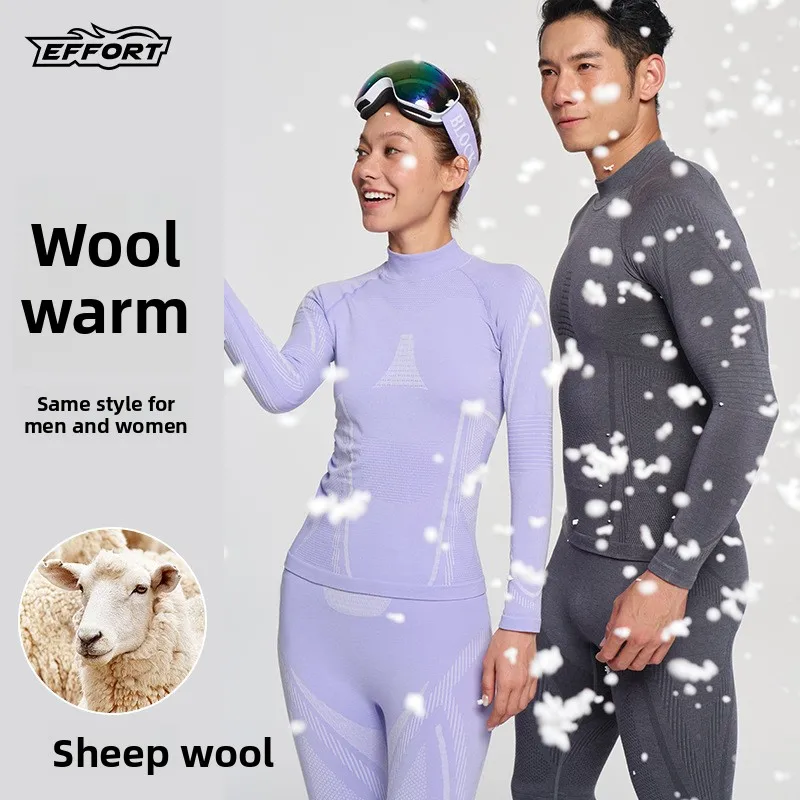 

Autumn and Winter Ski Quick-drying Clothes Wool Warm Bacteriostatic Wicking Long-sleeved Sports Outdoor Warm Suit