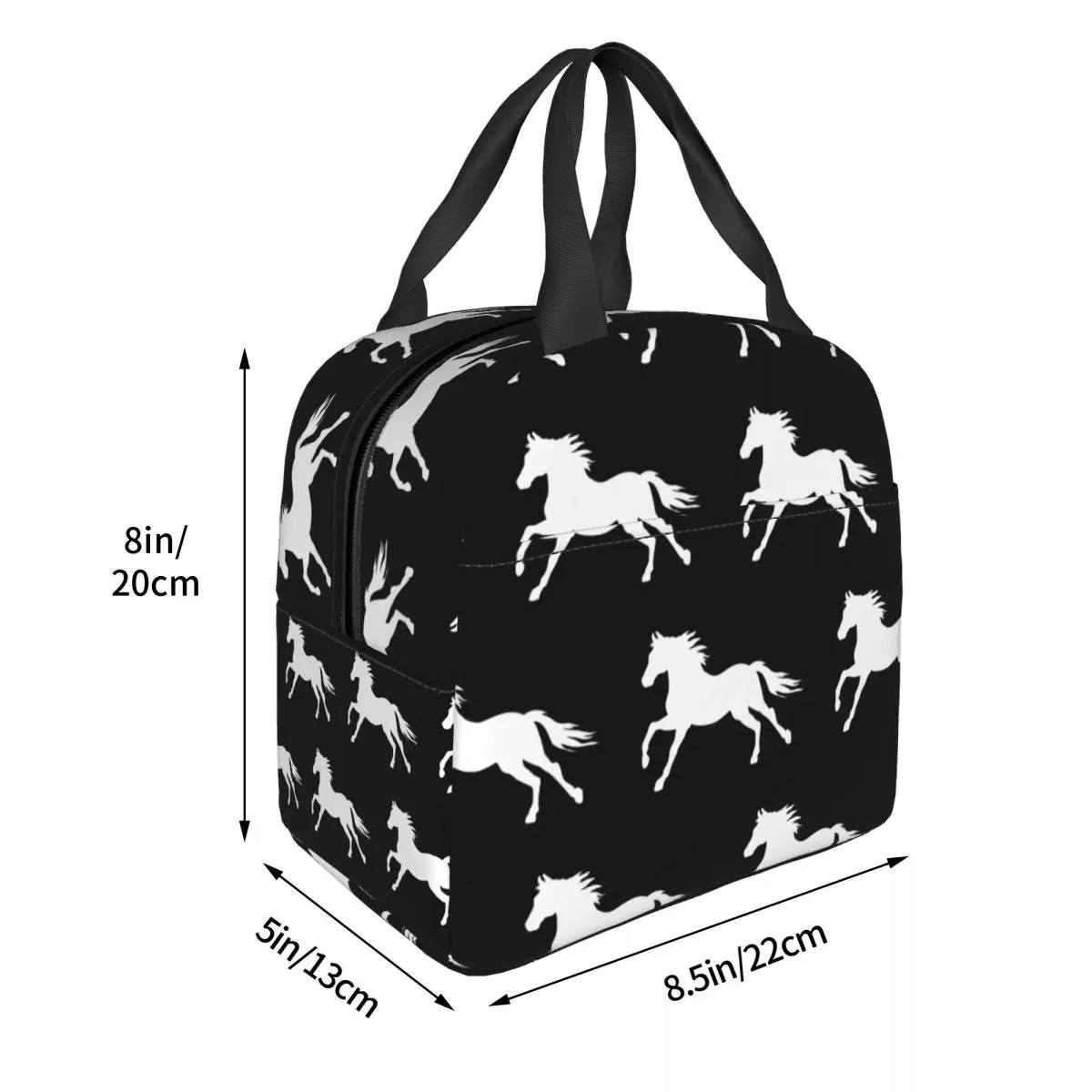 Horse Running Thermal Insulated Lunch Bag Women Animal Lover Portable Lunch Tote for School Multifunction Food Box