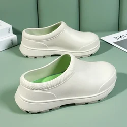 Men Summer Slipper Kitchen Clogs Chef Shoes Work Flip-flop Waterproof Oil-proof Sandal Non-Slip Garden Rubber Slippers For Male