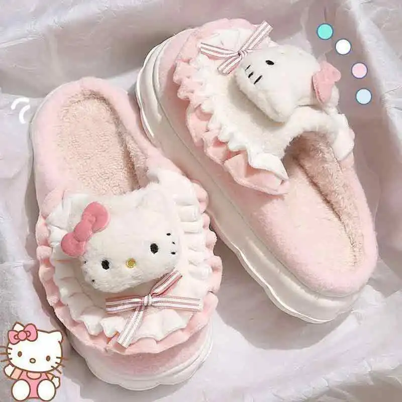 2024 new cotton slippers for women winter style with closed heel cute fur lining and plush cotton shoes for women