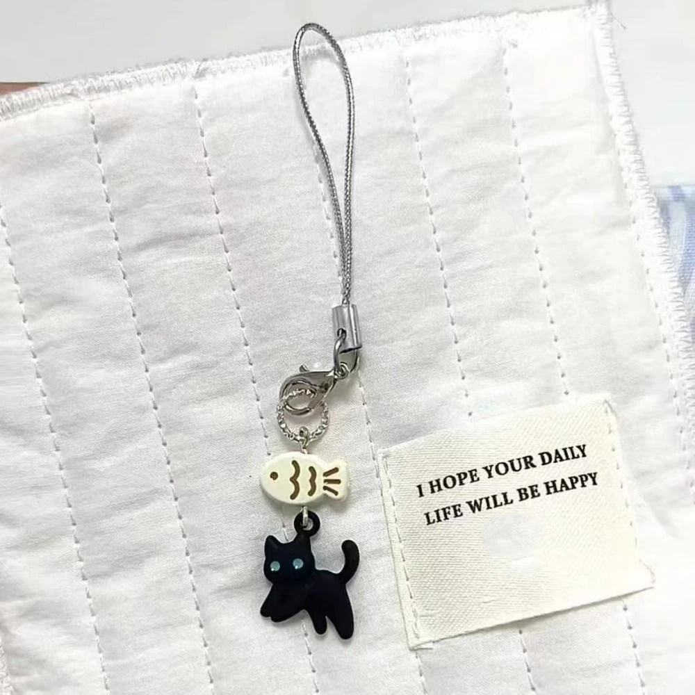 

Kawaii Black Cat Phone Charms Pendant Handmade Y2K Style Bag Charms Key Chain Accessories CCD Camera