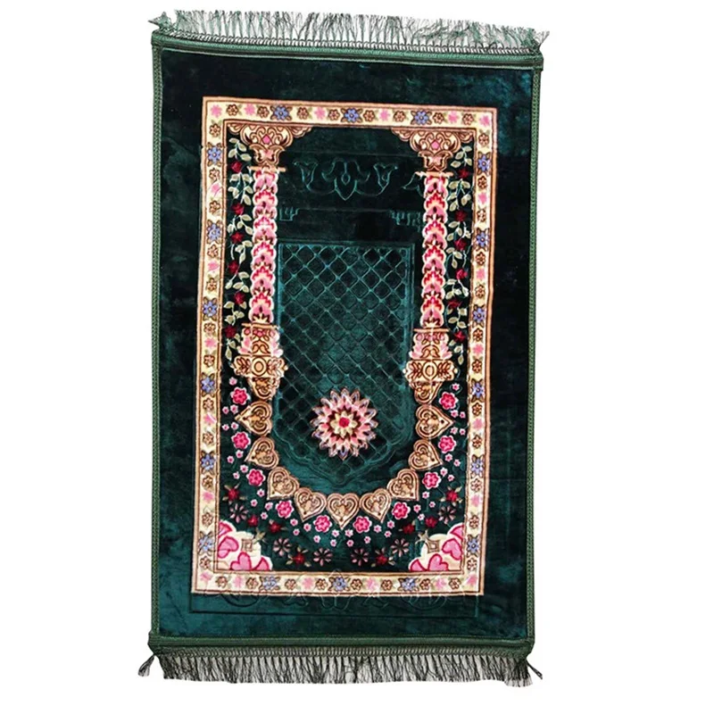 

Thickened Soft Worship Kneel Travel Prayer Rug, Non-slip Flannel Mat for Muslim Ramadan, Embossing Floor Carpets, Portable