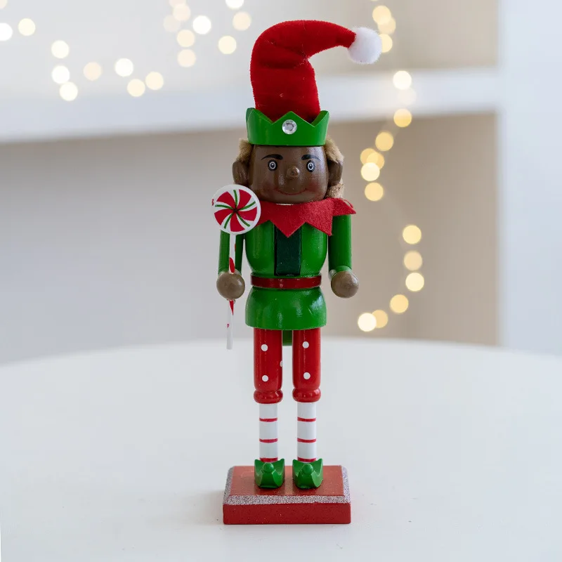 2pcs Elderly Elf Wooden Creative Nutcracker Soldier Ornament 27cm Christmas Living Room Foyer Wine Cabinet Decoration Ornament