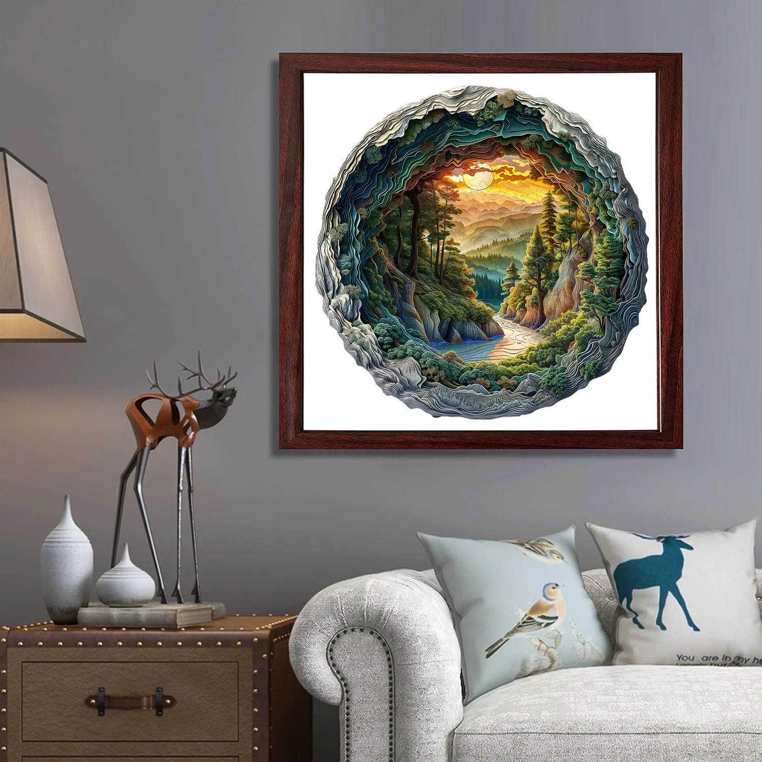 Premium 3D Wooden Landscape Puzzle - Artistic Mountain & River Design | Educational Brain Teaser for Adults & Family