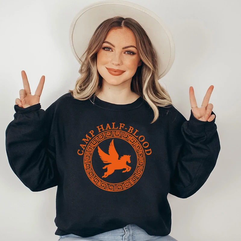 Camp Half Blood Women Sweatshirt Cotton Percy Jackson and Olympian SPQR Jumpers Vintage Fashion Chronicles Branches Pullovers