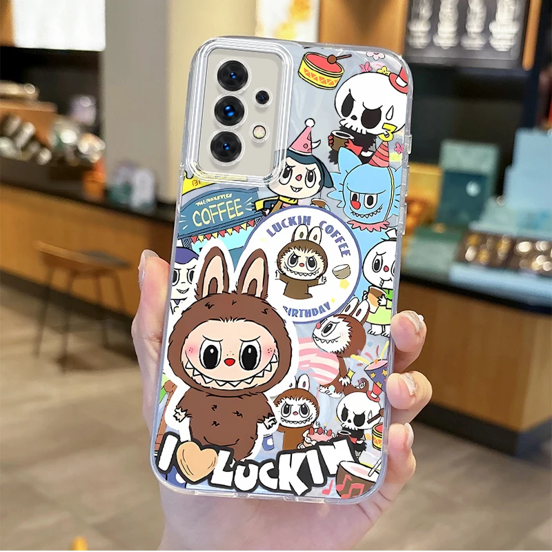 Cute Labubu Cartoon Phone Case for Samsung Galaxy A35 A34 A33 A32 A31 A30 A25 A24 A23 A22 A21 A20 A16 A15 A06 Hard Gradient Case