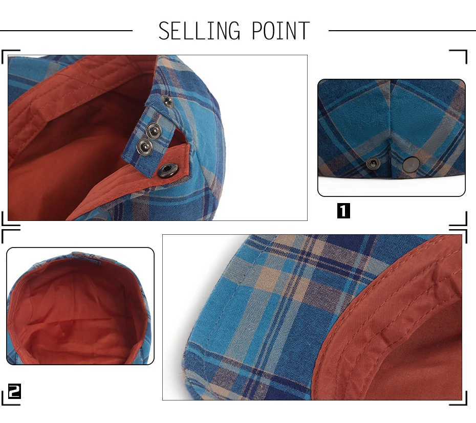 Dünne Plaid Baskenmütze Frauen Männer Mode Vintage Visier Hut Casual Weibliche Newsboy Caps Retro Flache Kappe Für Sommer Frühling Herbst Neue – Detail 2