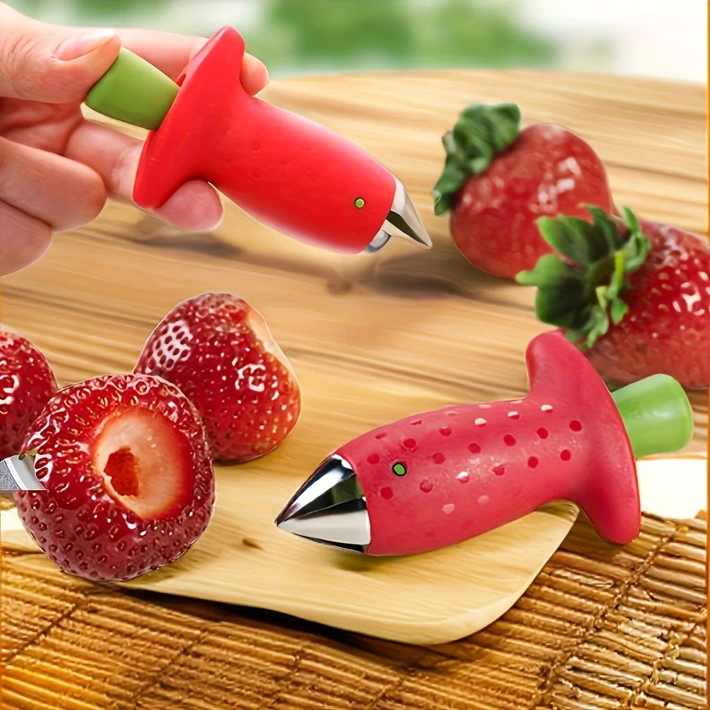1pc Stainless Steel Fruit and Vegetable Corer - Manual Tomato and Strawberry Stem Remover, Durable ABS Handle, No Power Required Kitchen Gadget, Efficient Fruit Coring Tool view 5