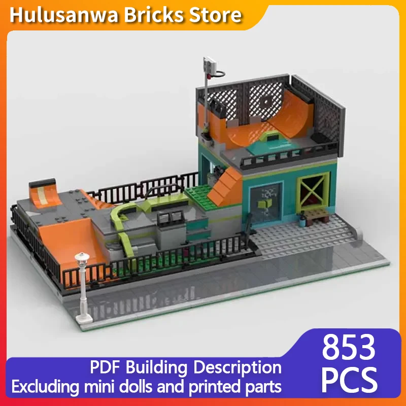 Popular Street View Model MOC Building Brick Block Skateboarding Park Modular Technology Gift Holiday Assemble Children Toy Suit