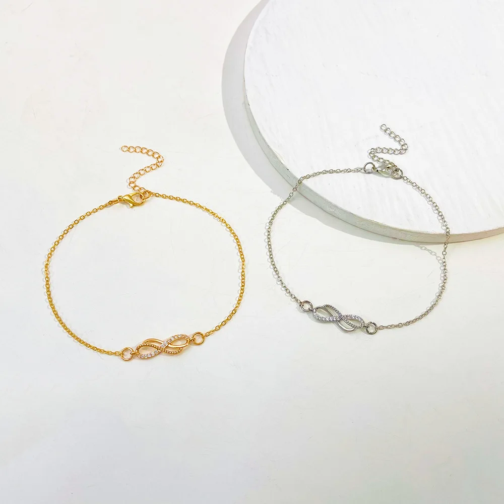 New Infinite Symbol Crystal Anklet Korean Beach Charms Ankle Bracelet Halhal Jewellery 8 Shape Anklets For Women Foot Jewelry