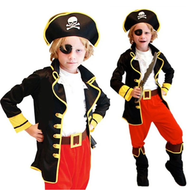 Children Carnival Boys Pirate Cosplay Costume Kids Girls Caribbean Birthday Party Clothes Sets Dress