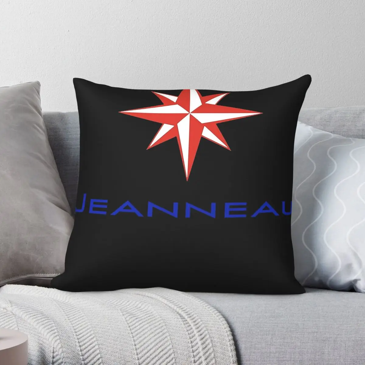 Jeanneau Yachts Star Square Pillowcase Polyester Linen Velvet Pattern Zip Decorative Car Cushion Cover