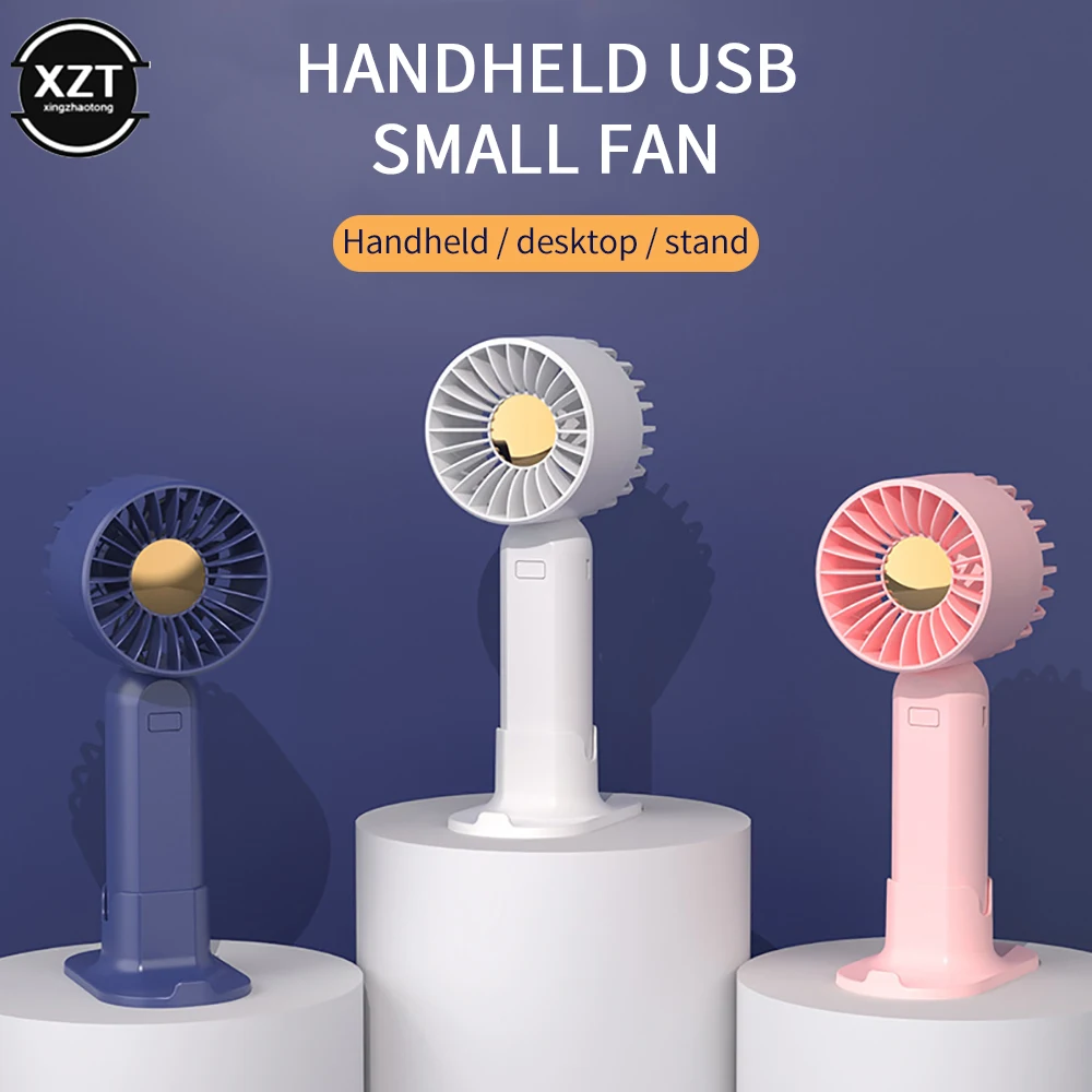 USB Rechargeable Mini Handheld Fan with Hold Student Dormitory Desktop Air Cooler Summer Outdoor Portable Cooling Fan