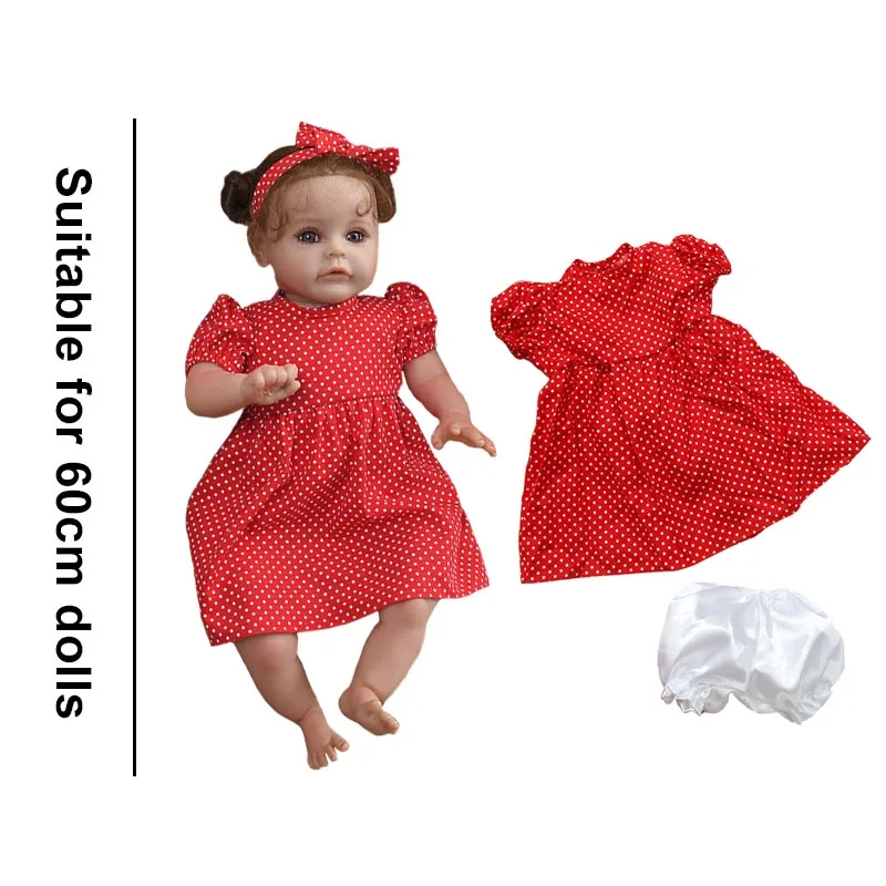 Doll Clothes 60cm Reborn Doll Girl Dress Jumpsuit Vest For 23.62 Inch Reborn Baby Dolls Outfits Reborn Baby Clothing Accessories