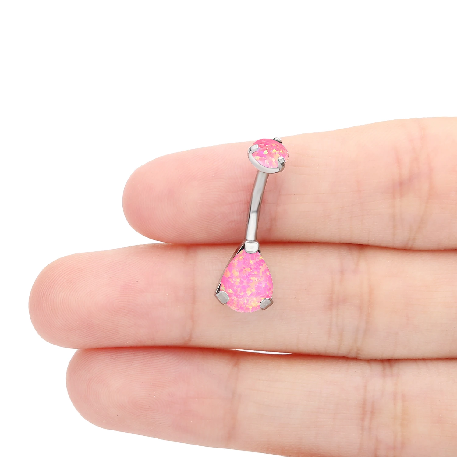 1 PC G23 Titanium Piercing Opal Zircon Belly Button Ring Beach Shiny Crystal Perforation Body Sexy Women Jewelry 14G