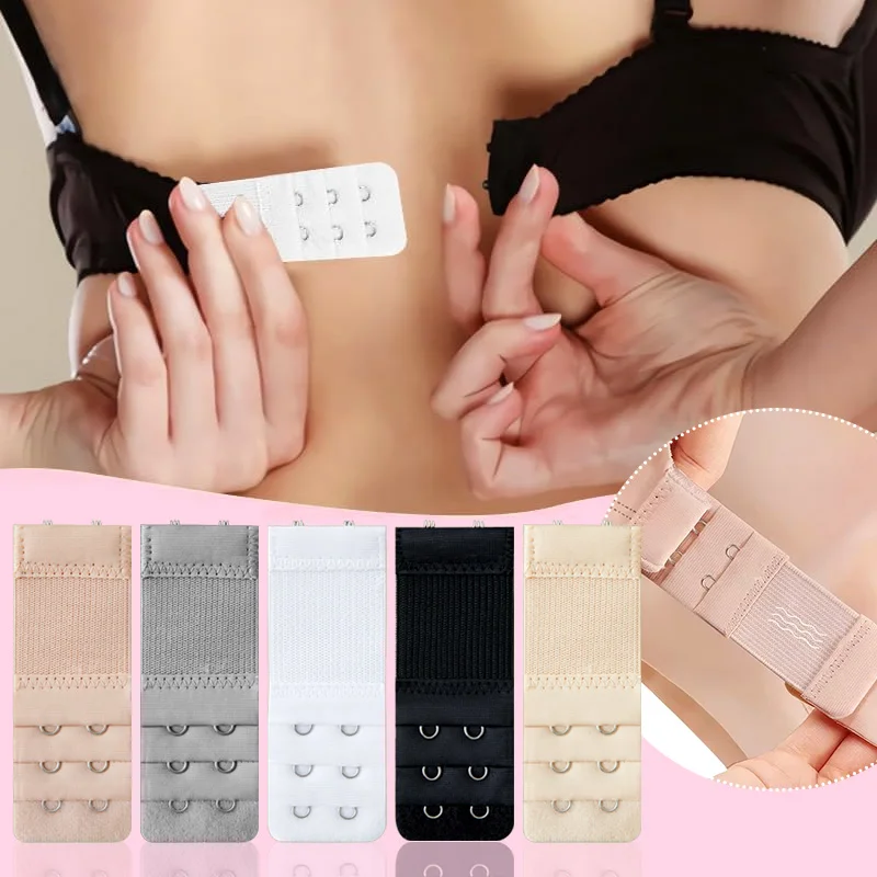 Kit com 3 Extensores de Sutiã - Design de Fivela de Duas Fileiras, Alça Ajustável Elástica Antiderrapante, Extensores de Fivela Traseira para Sutiã