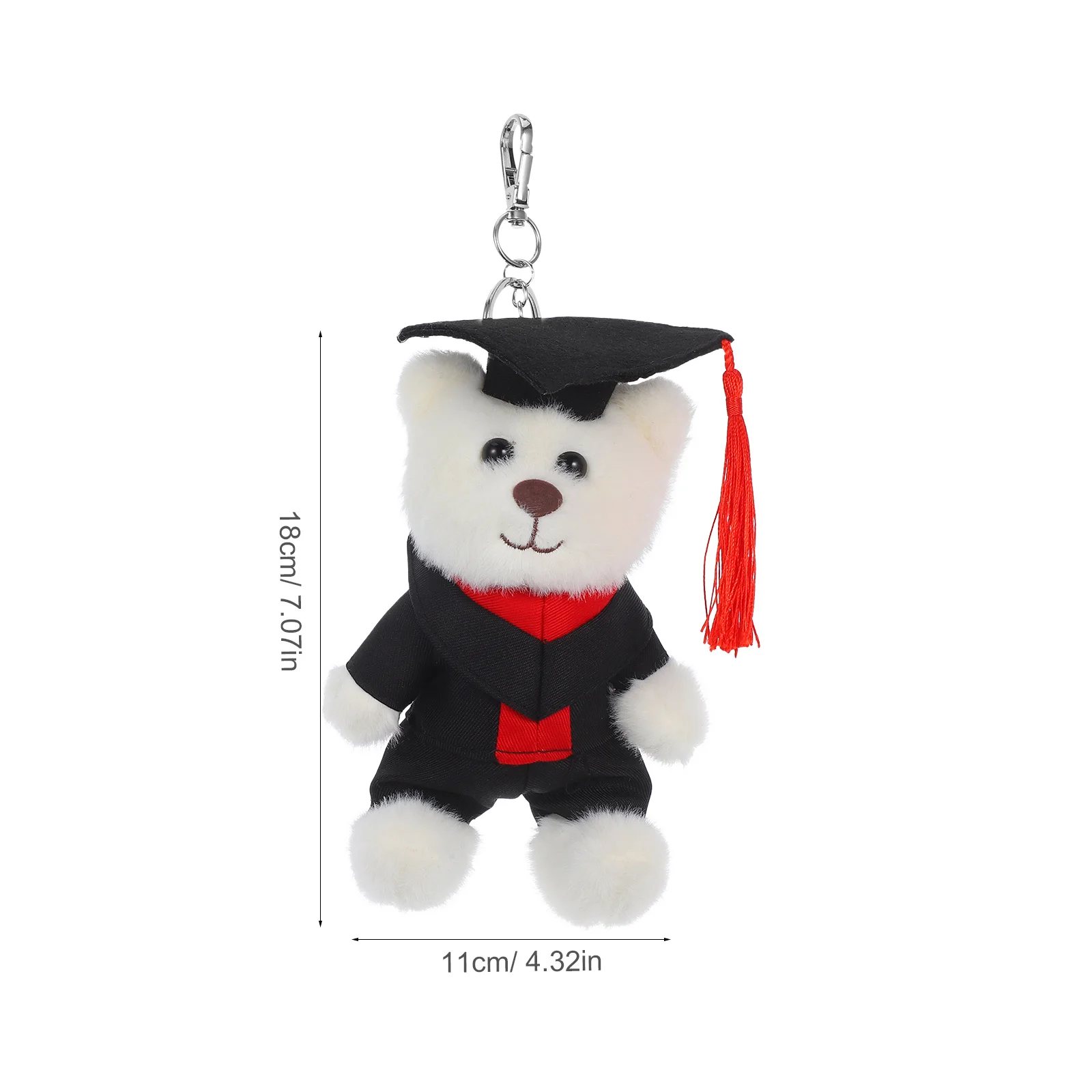 Graduation Bear Keychain Cute Soft Stuffed Animal Bag Pendant Lovely Bear Keyring Cartoon Graduation Season Keychains