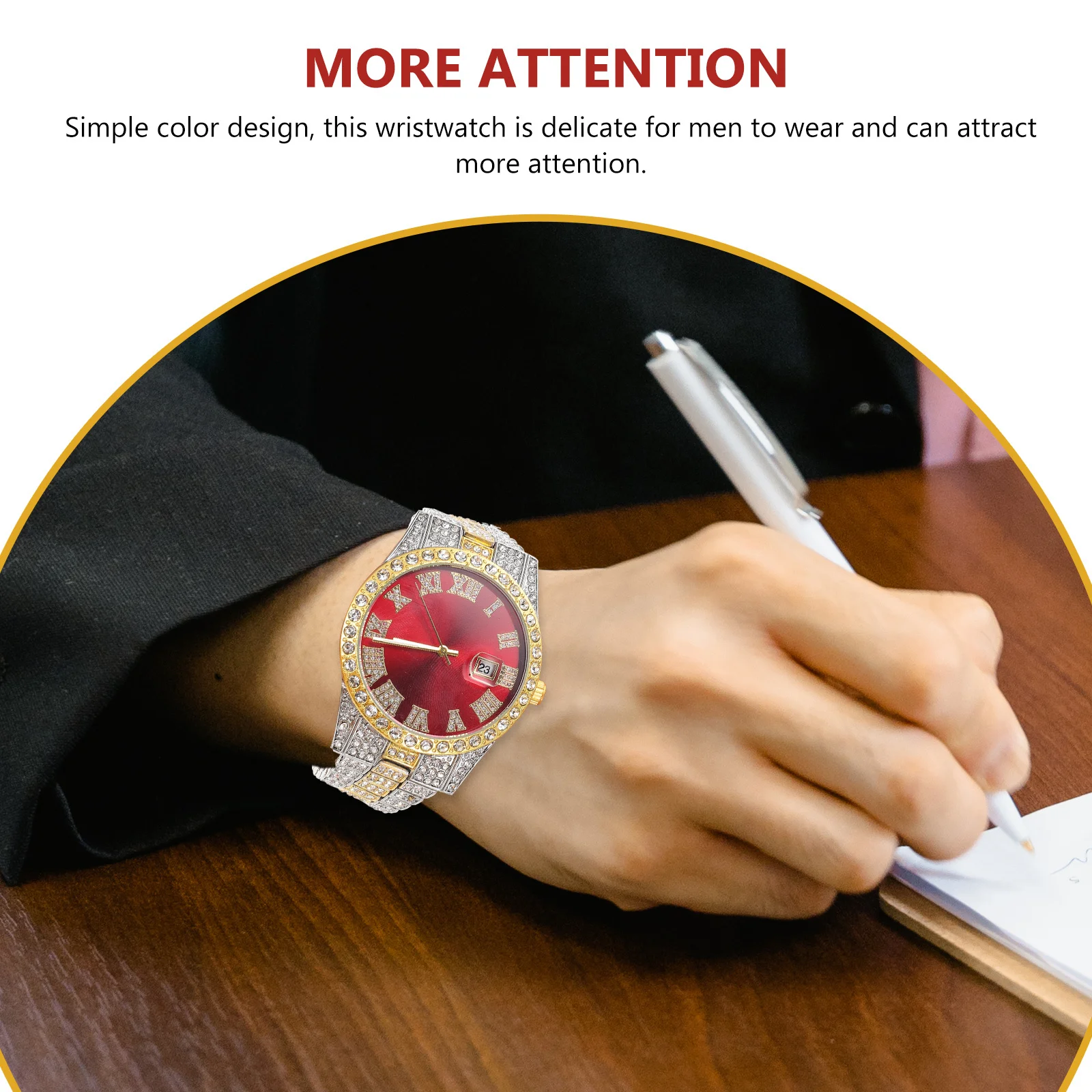 

Steel Band Quartz Watch For Men Glitter Diamond Design Stylish Business Wristwatch Men Gift Decorative Male Timepiece