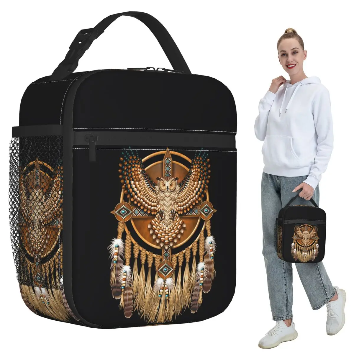 

Термосумка Native Mandala Owl American для женщин, офисная термосумка-холодильник для еды, герметичный контейнер для обедов