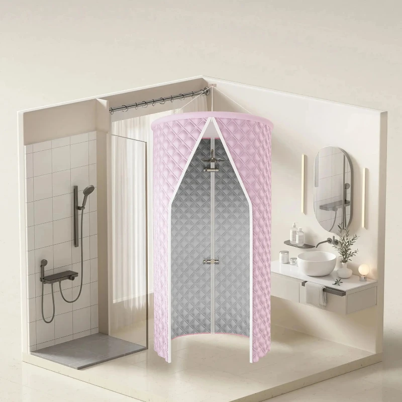No-Hook Premium Shower Curtain - No-Drill Waterproof & Thermal Bathroom Divider with Luxury Design, Mold-Resistant Fabric