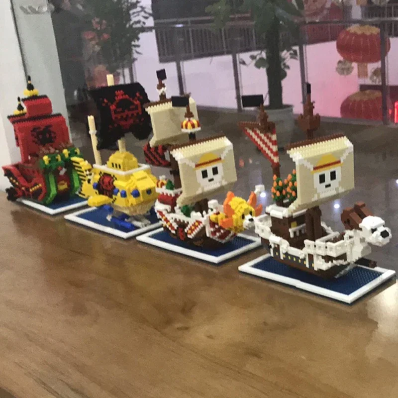 ZMS Anime One Piece Going Merry Thousand Sunny Nine Snake Pirate Ship Submarine Mini Diamond Blocks Bricks Building Toy No Box