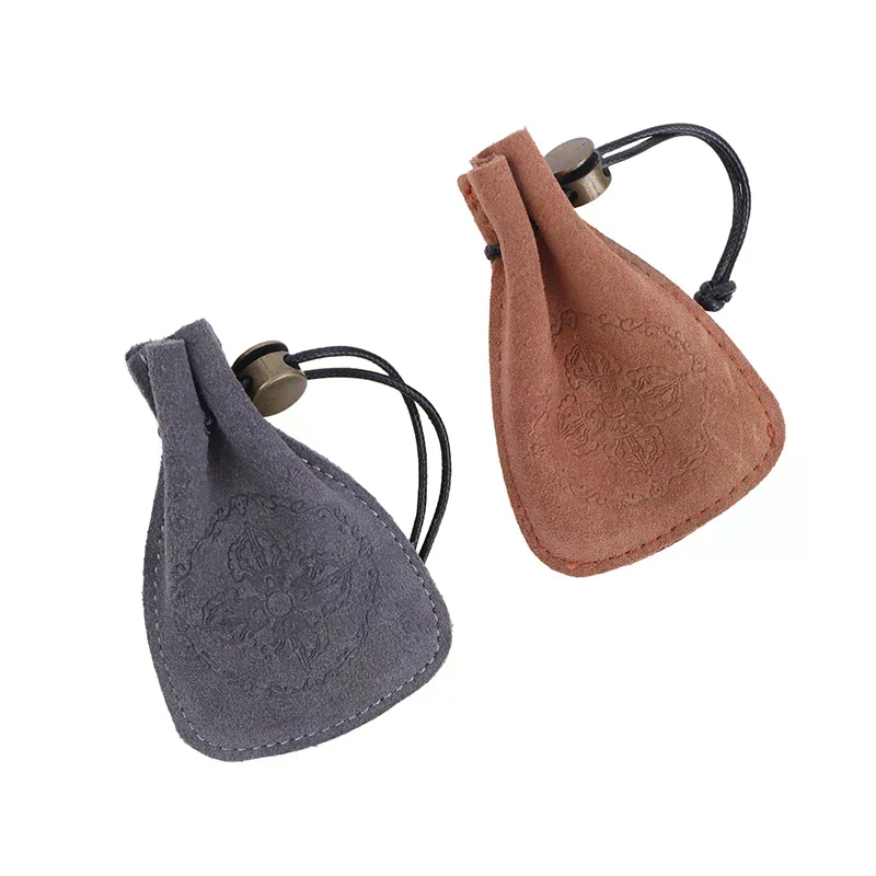 Portable Jewelry Storage Bag Bracelet Rings Cowhide Leather Jewelry Holder Bag Organizer Earrings Necklace Square Coin Purse