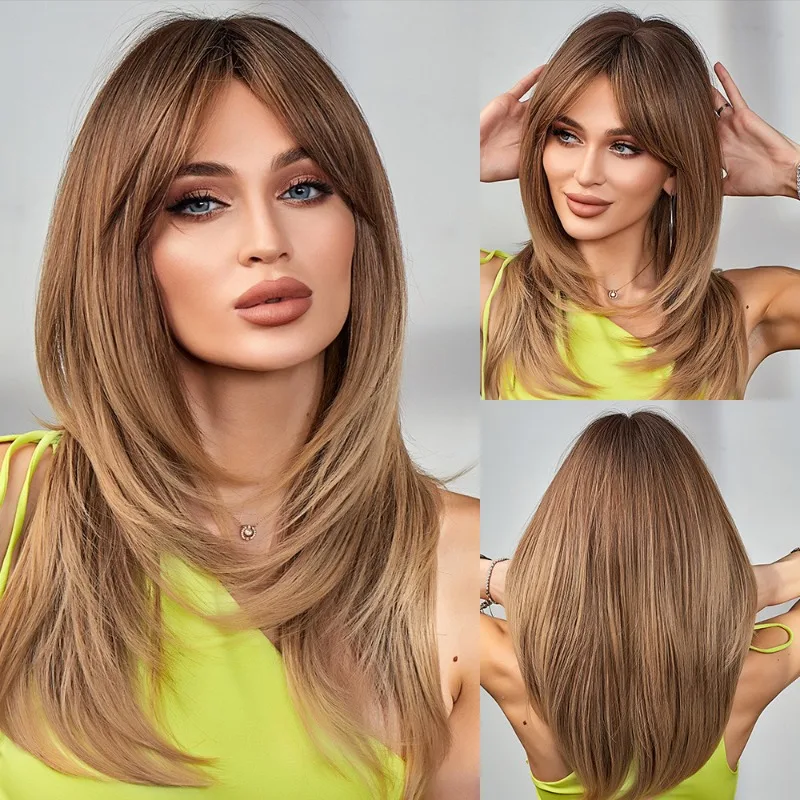 

Micro Curled High Temperature Silk Wig with Bangs At The End, Natural Hair for Cosplay Parties, Suitable for Women