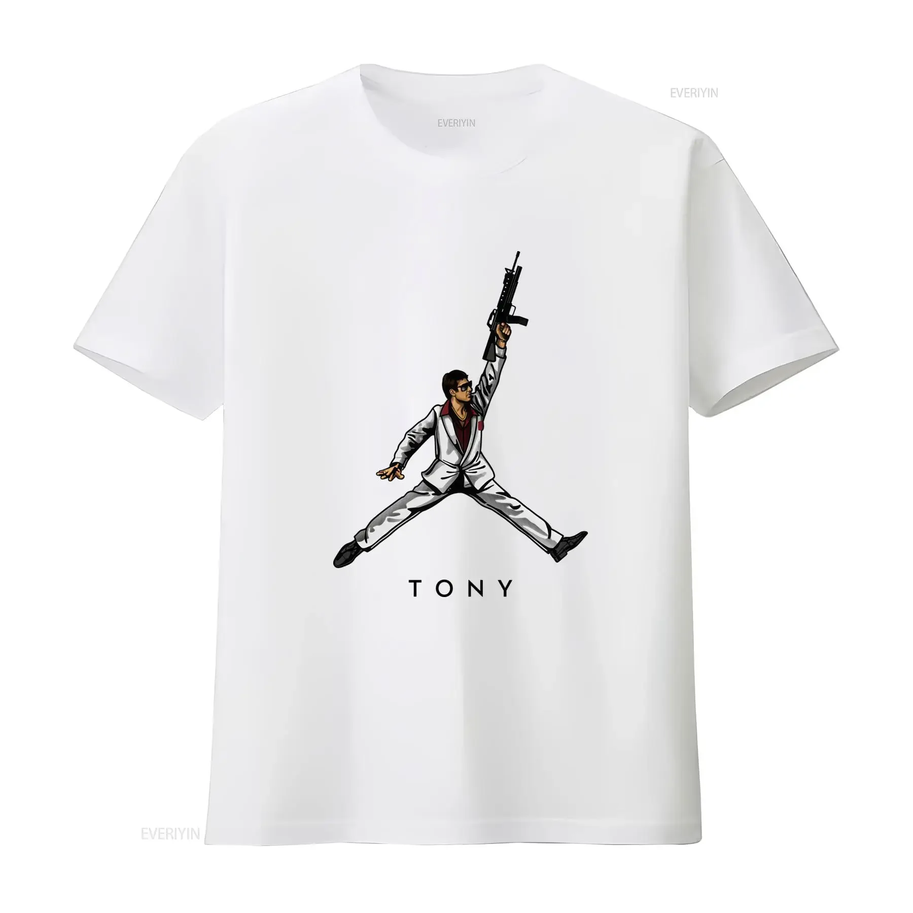 NEW Art Society x SWOD Scarface Tony Montana Jumping White T Shirt Small to 3XLarge Limited Edition vintage Washed Unisex