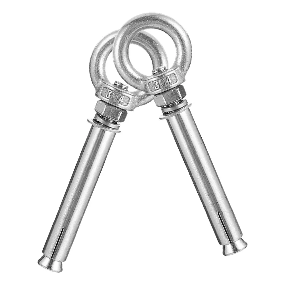 2Pcs Stainless Steel Expansion Eye Bolts Secure Concrete Wall Heavy Duty Anchors Cement Screws Expansion Concrete Wall Fasteners