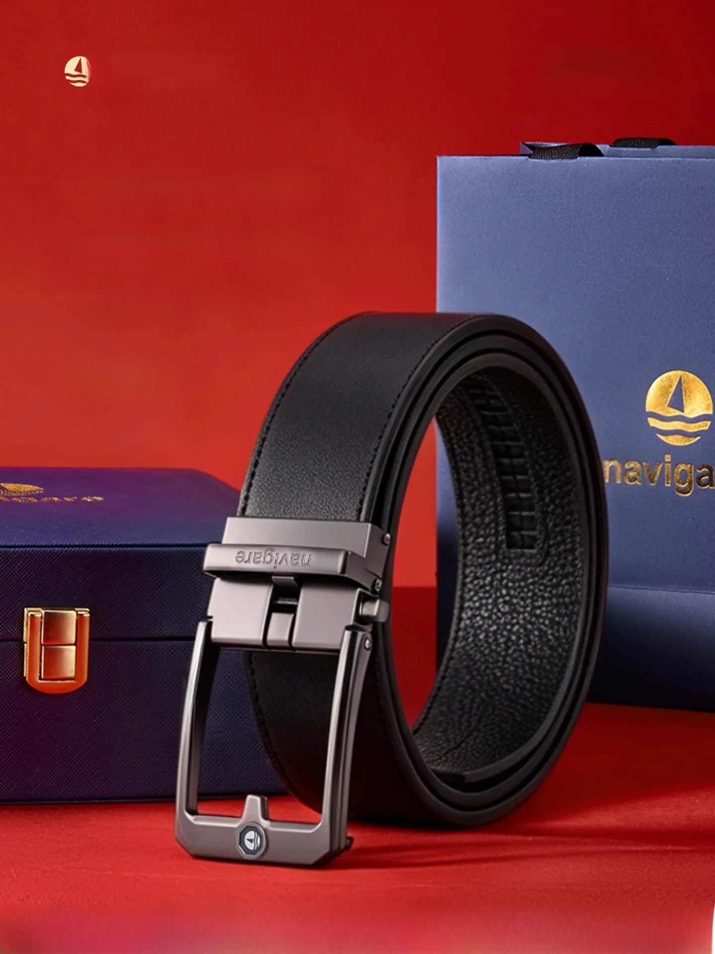 ceinture-en-cuir-decontractee-pour-homme-navigare-cuir-de-veau-noir-boucle-automatique-design-petit-bateau-a-voile-coffret-cadeau-de-luxe