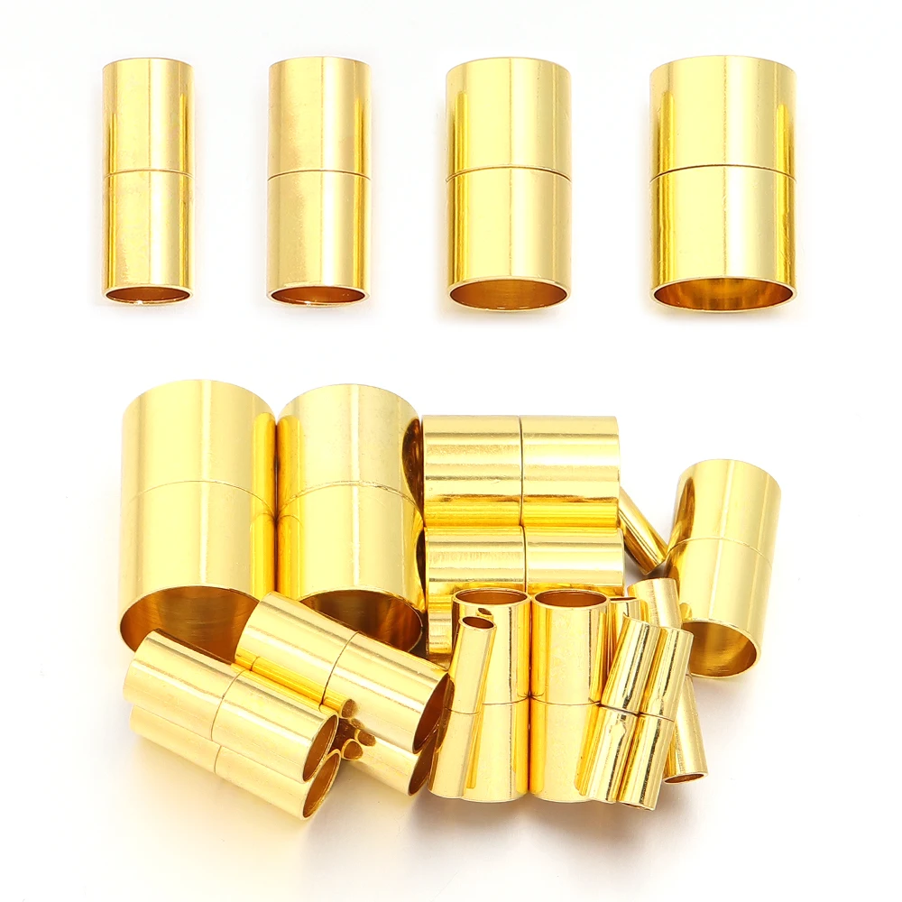5Pcs 3 4 5 6 7 8 10 12 14 15mm Gold Color Strong Magnetic Clasps For Jewelry Making Leather Cord Bracelet Connectors Accessories