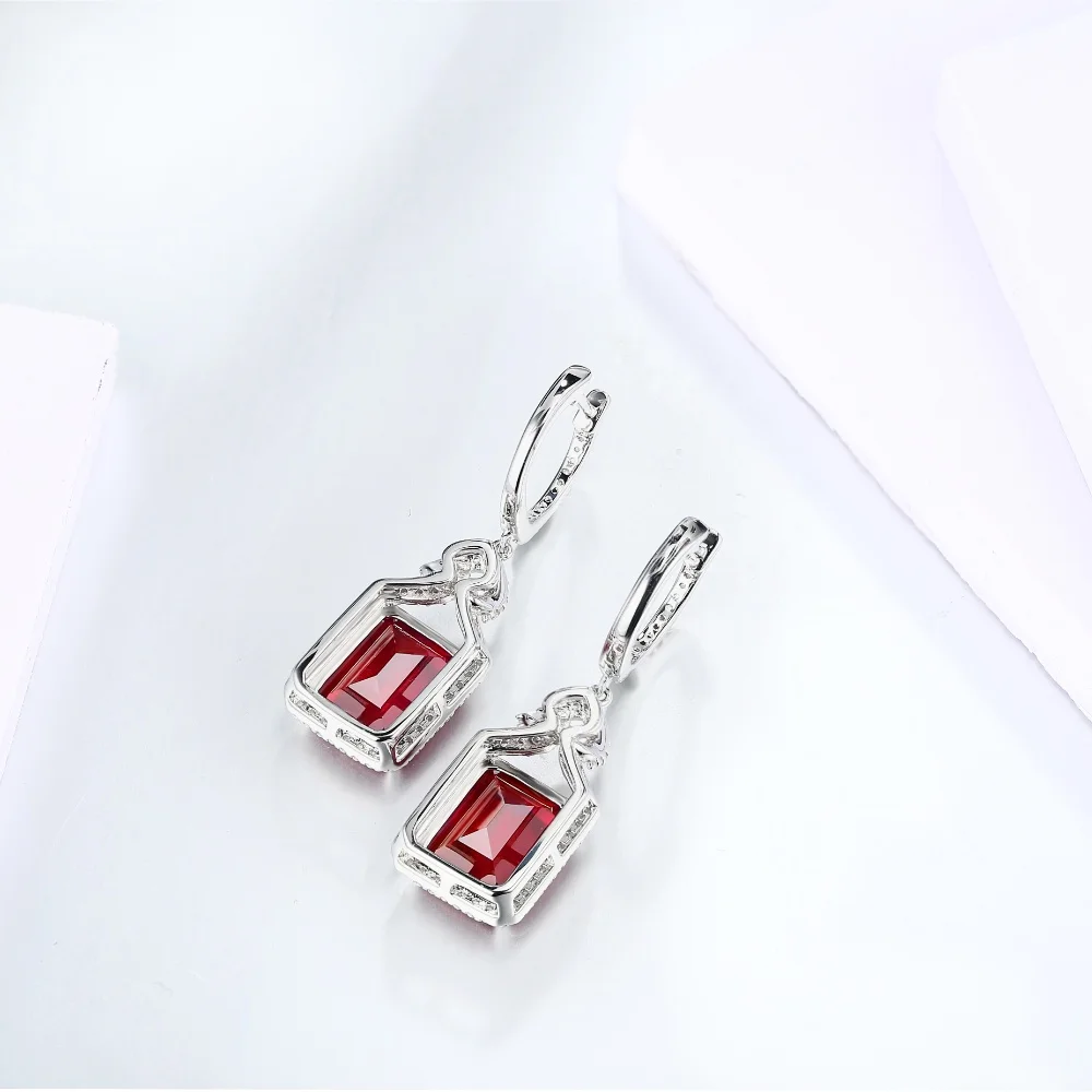 CHARMING Fashion 5.0Ct Created Ruby Sapphire Earring Original 925 Sterling Silver for Women Octagon Cut Daily Party Jewelry Gift
