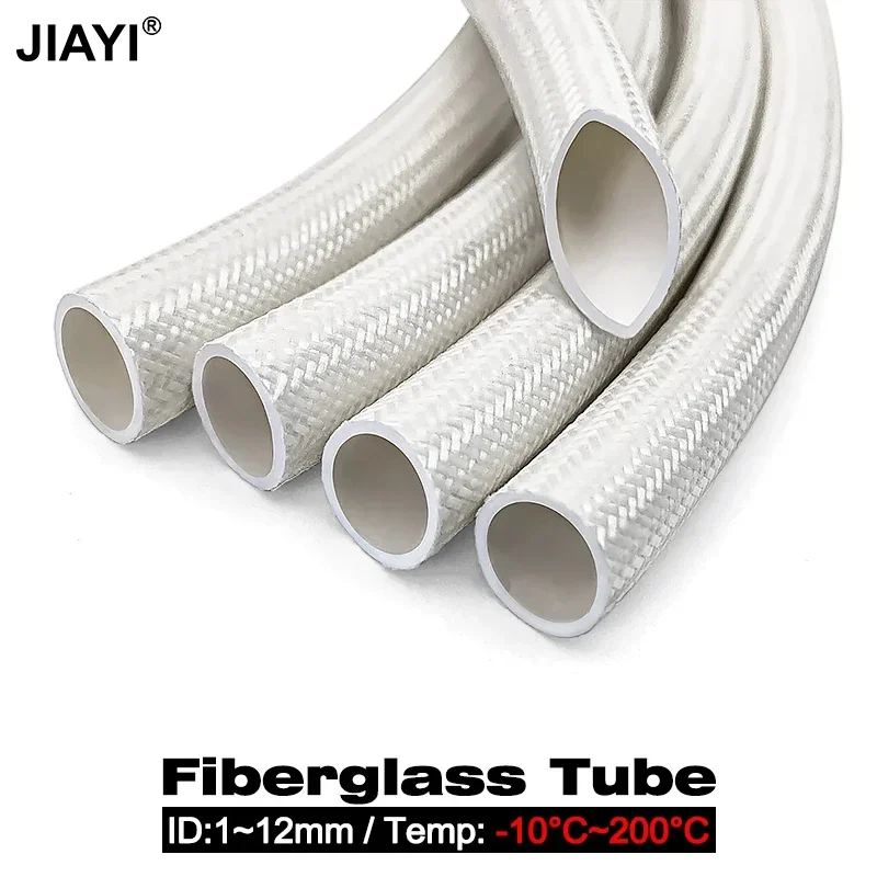 Inner Silicone Outer Glass Fibre Insulation Tube Corrosion Resistant Cable Protection Braided Sleeving ID 1/2/3/4/5~12mm