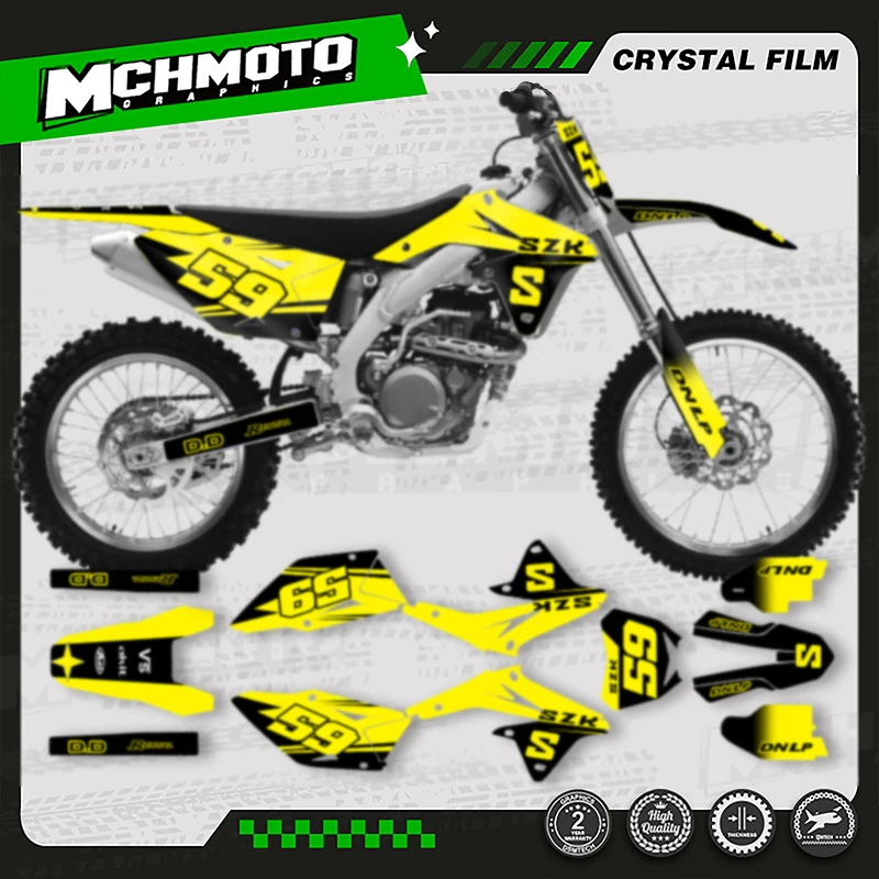 

MCHMFG MOTO Full Set Motorcycle Graphics Background Decal Stickers Kit For SUZUKI 2008 2009 2010 2011 2012-2017 RMZ450