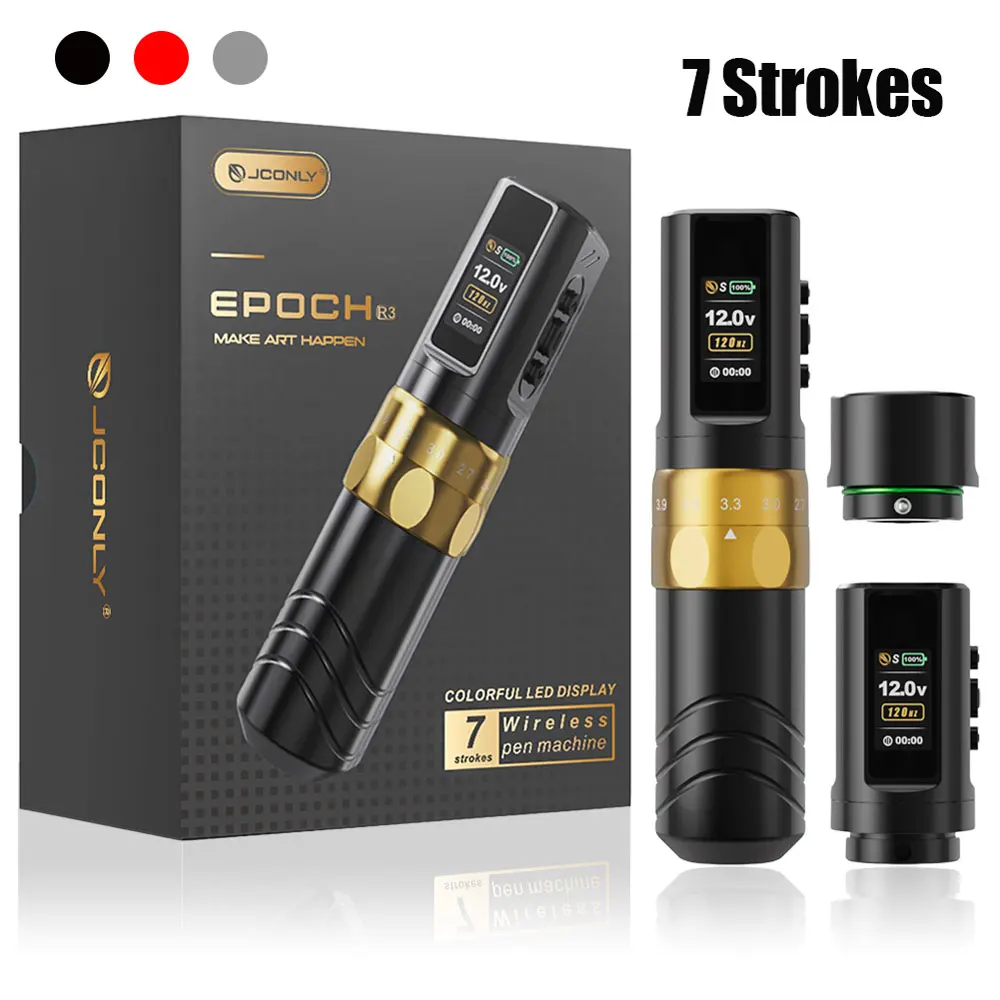 

JCONLY EPOCH Беспроводная машина для татуировки Ручка Регулируемая 7-тактная беспроводная ручка для татуировки Перманентный макияж для татуировки Боди-арт