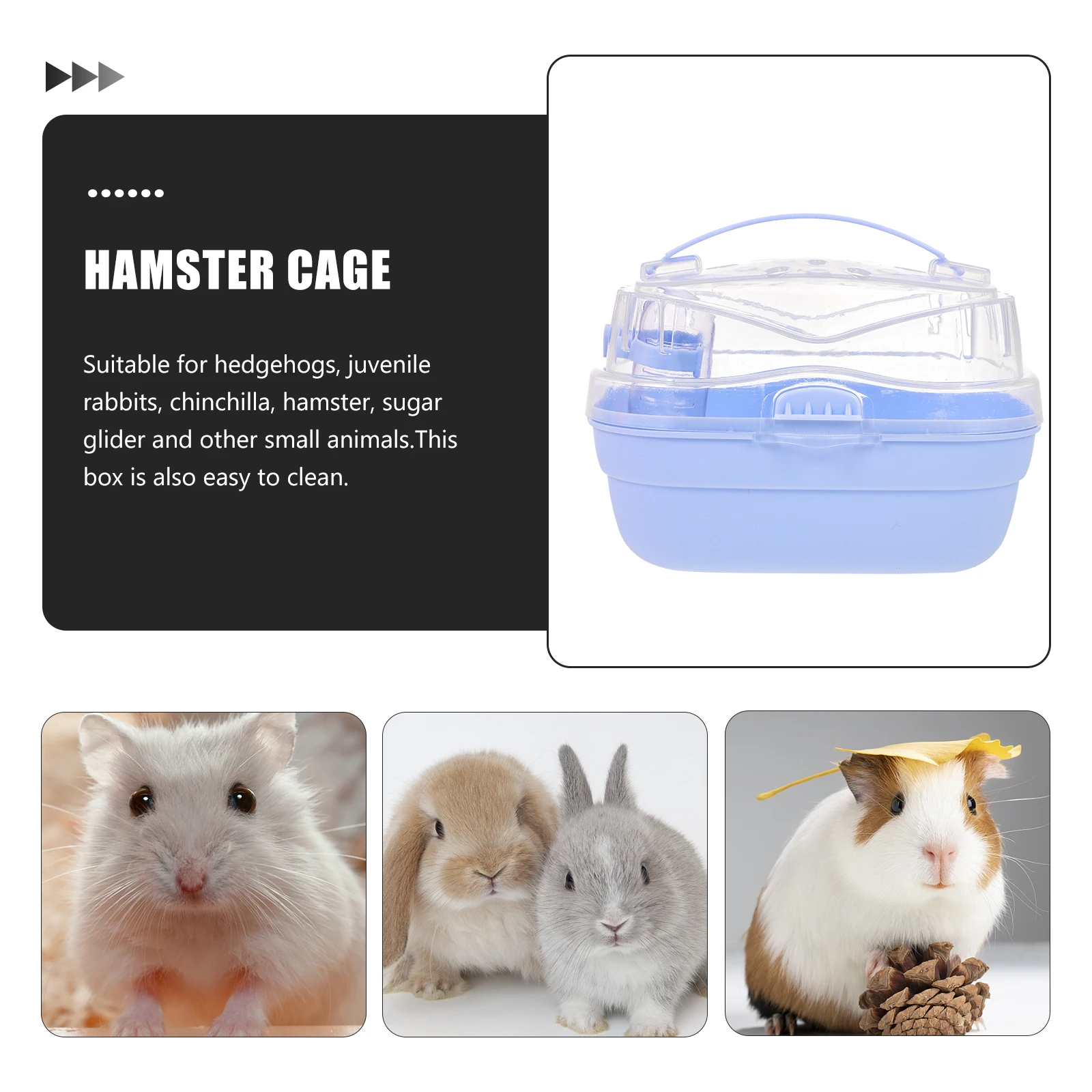 

Hamster Cage Compact Lightweight Portable Carrier Travel Case for Small Animals Pet Tote Bags Container Storage
