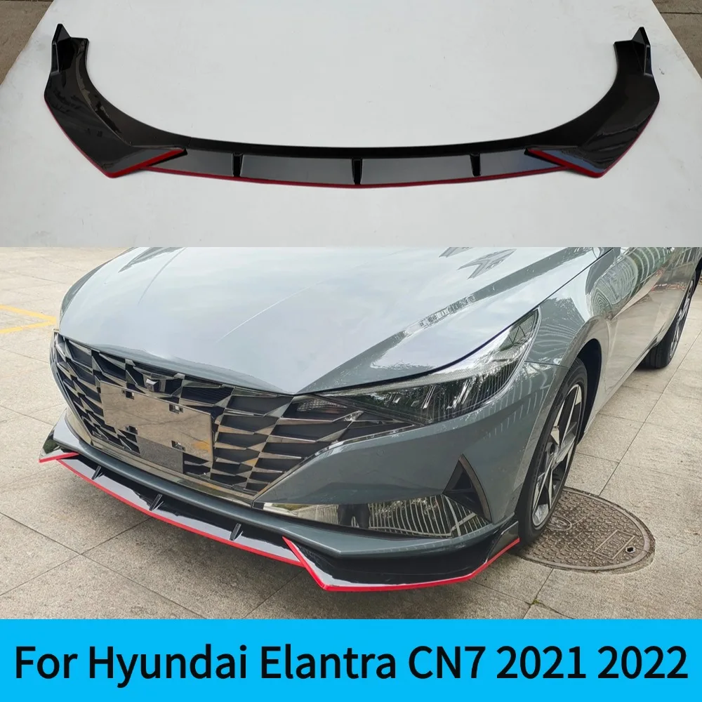 For CN7 2021-2022  Hyundai Elantra ABS Front Bumper Splitter Lip Diffuser Spoiler Guard Car Body Kit - Enhance Your Vehicle's Ae