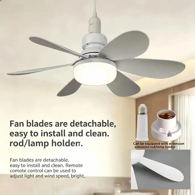 Led 40w Ceiling Fan Light E27 With Remote Control For Dimming, Suitable For Living Room, Study, Household Use, 85-265v