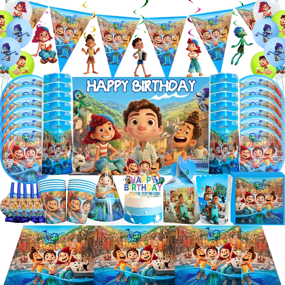 Disney Luca Party Decoration Products Children's Cartoon Anime Luca Theme Disposable Tableware Baby Shower Children's Party Toys