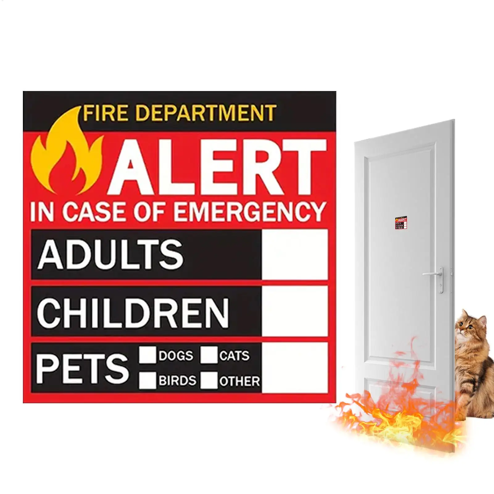 Pets Inside Fire Rescue Stickers Rain-Proof Security Adhesive Poster Rain-Proof Pet Alert Safety Fire Rescue Sticker for Home